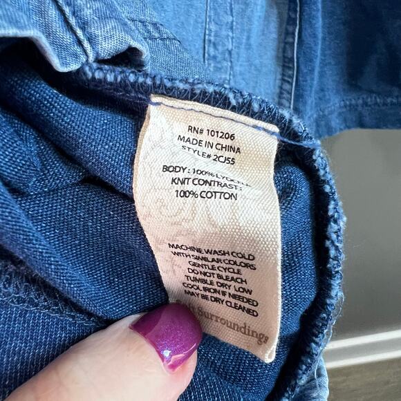 Soft Surroundings Two Toned Blue Kendra Zip Jacket L - Picture 3 of 8